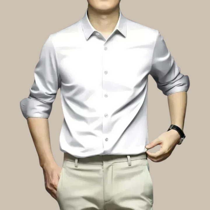 Men’s Slim Fit Satin Dress Shirt Long Sleeve