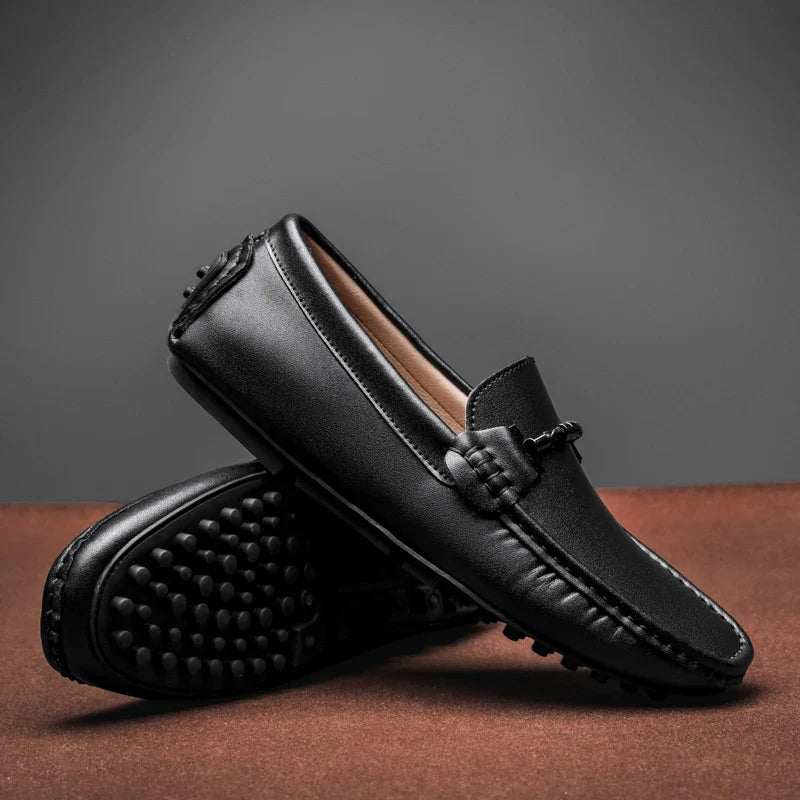 Men’s Faux Leather Driving Shoes with Pebble Sole