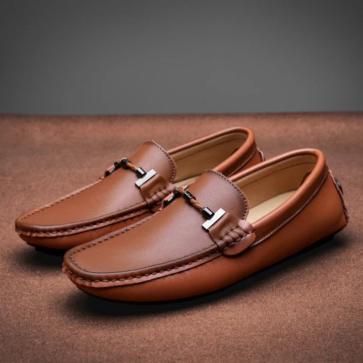Men’s Faux Leather Driving Shoes with Pebble Sole