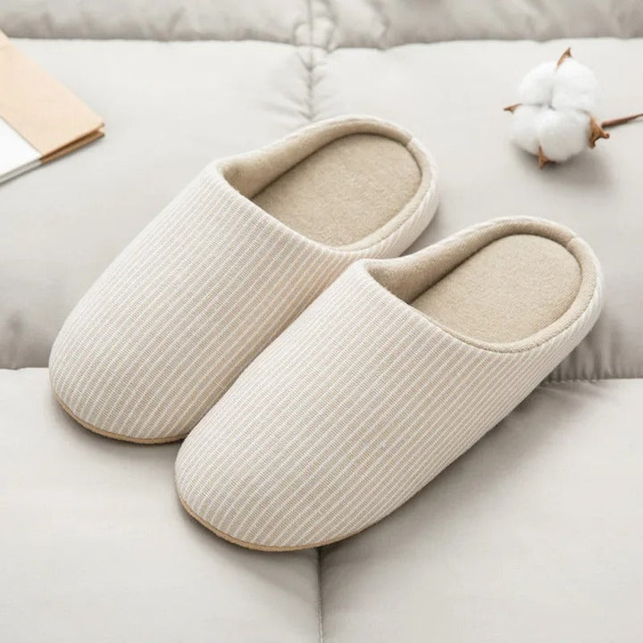 Ribbed Knit Cotton House Slippers