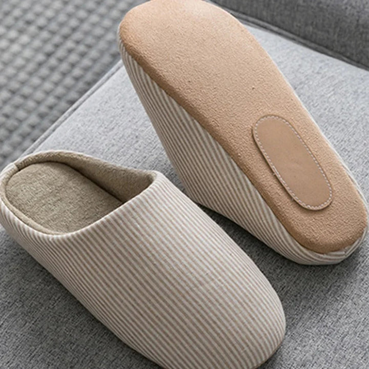 Ribbed Knit Cotton House Slippers