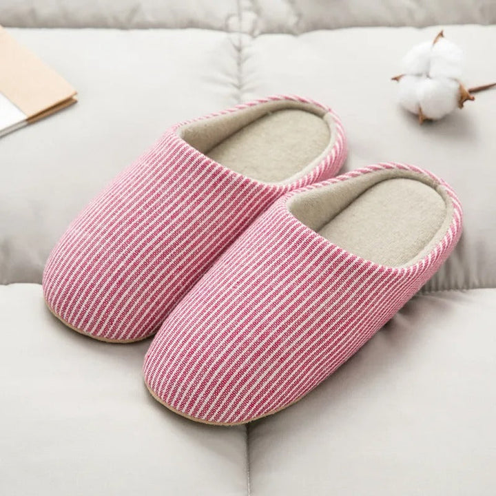 Ribbed Knit Cotton House Slippers