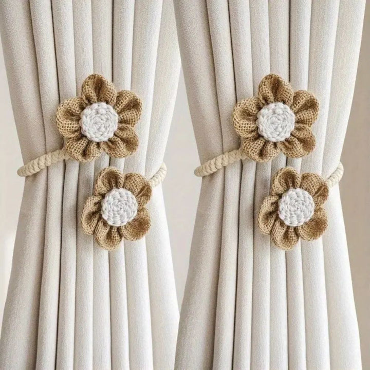 Curtain Tie Backs for Home Decor - Elegant Floral Set 2