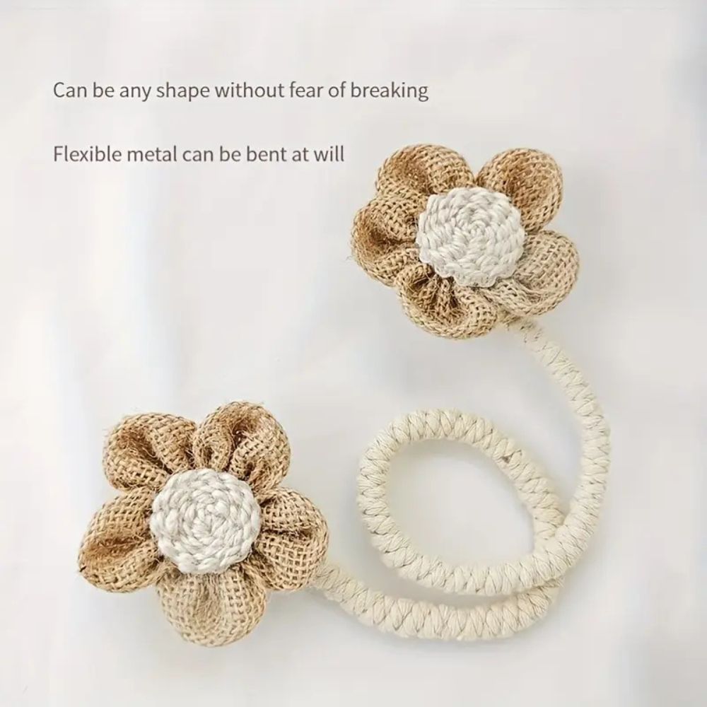 Curtain Tie Backs for Home Decor - Elegant Floral Set 4