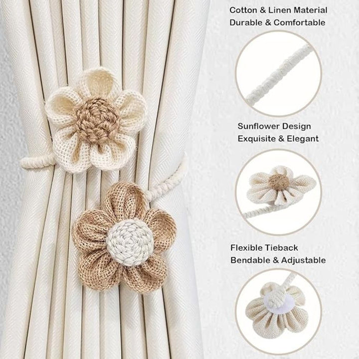 Curtain Tie Backs for Home Decor - Elegant Floral Set 7