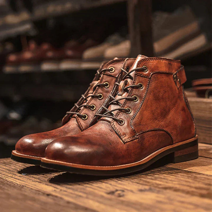 Men’s Vintage Lace-Up Faux Leather Ankle Work Boots