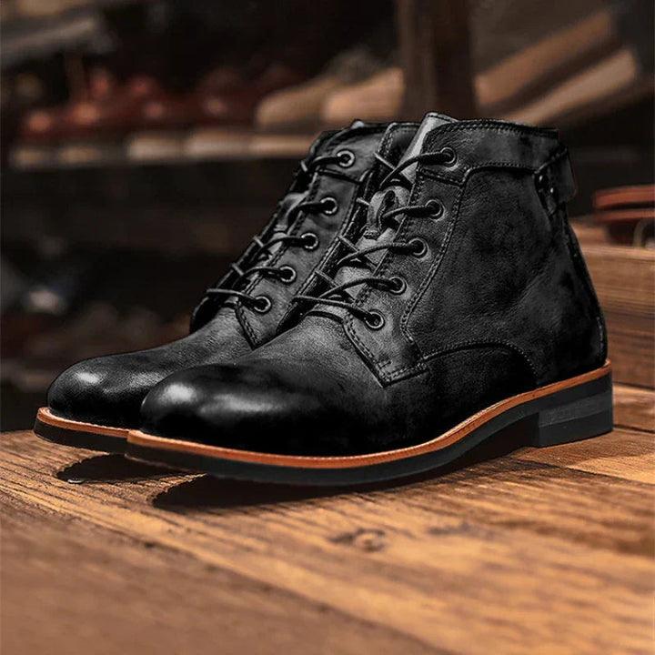 Men’s Vintage Lace-Up Faux Leather Ankle Work Boots