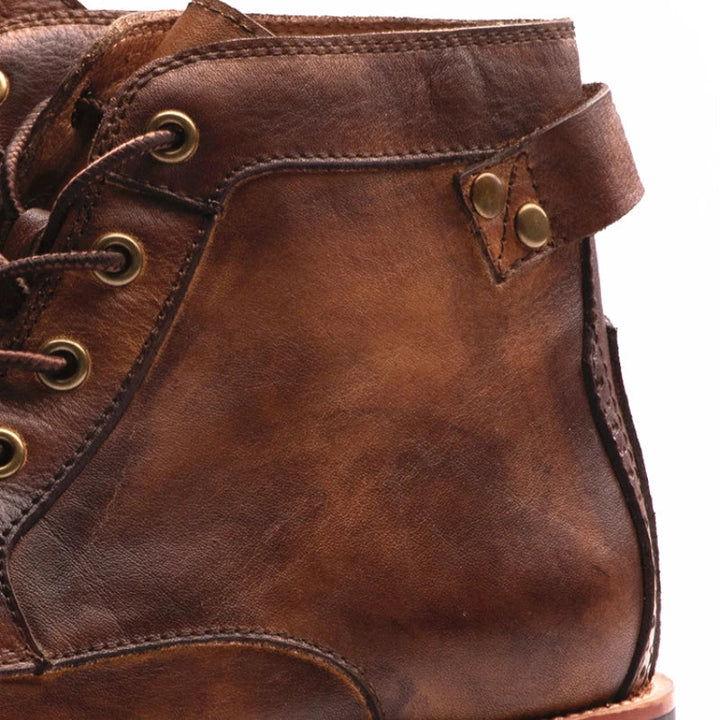 Men’s Vintage Lace-Up Faux Leather Ankle Work Boots