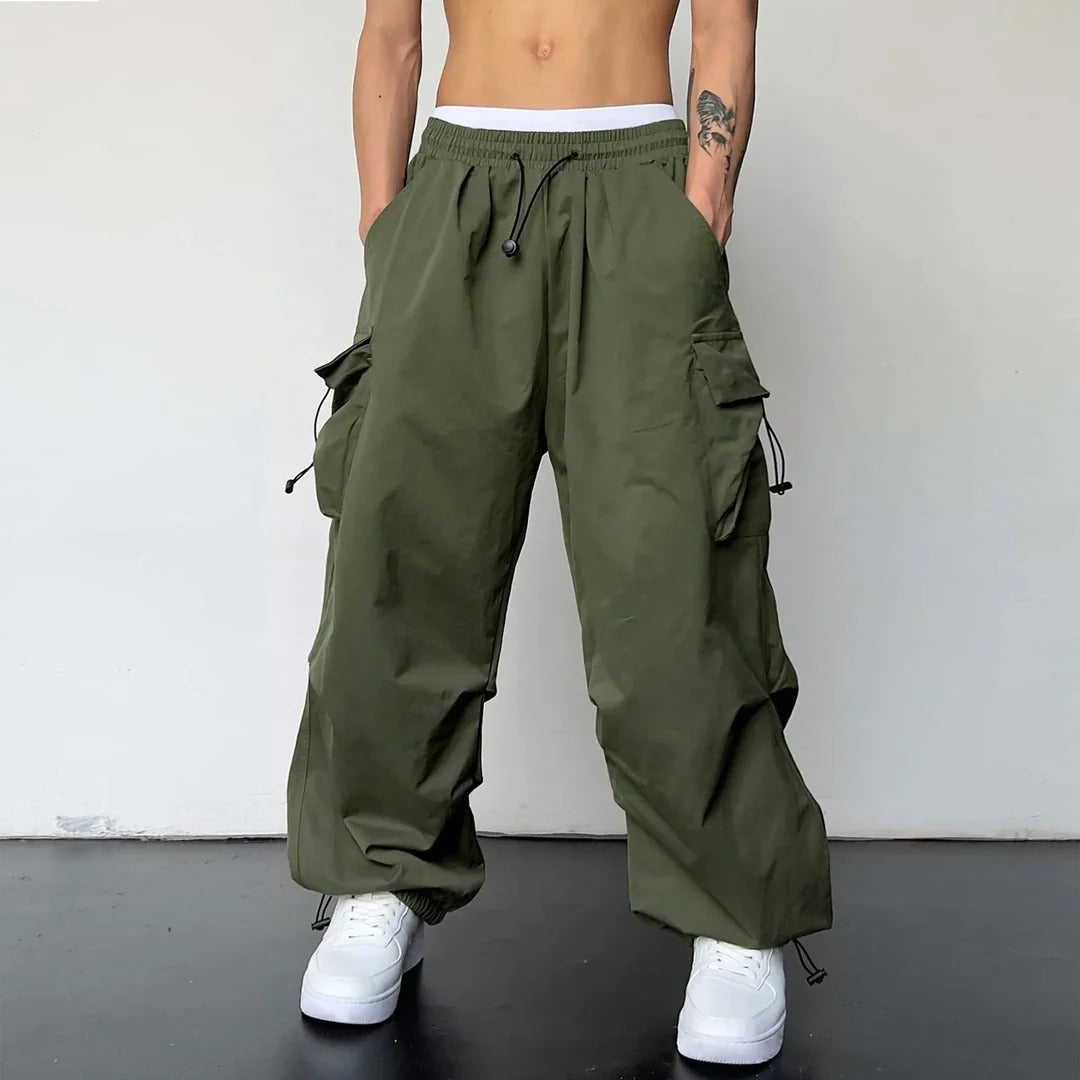 Men’s Wide Leg Technical Shell Cargo Trousers