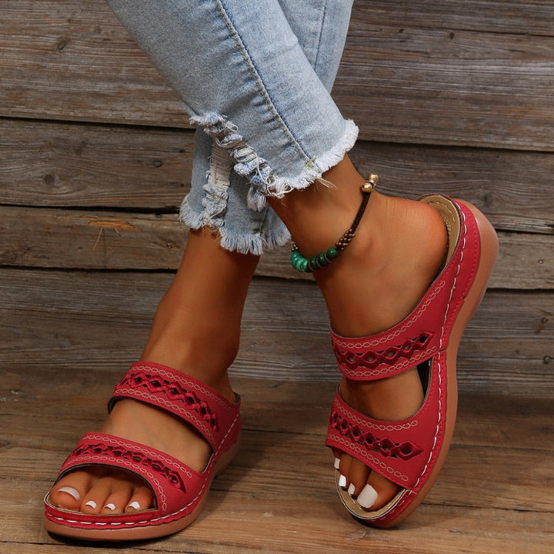 Double-Strap Open Toe Sandals with Ergonomic Sole | Bella