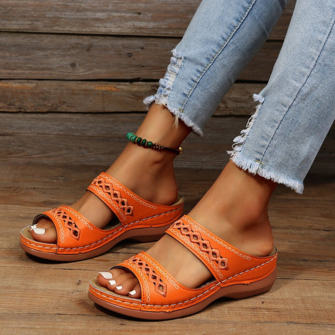 Double-Strap Open Toe Sandals with Ergonomic Sole | Bella