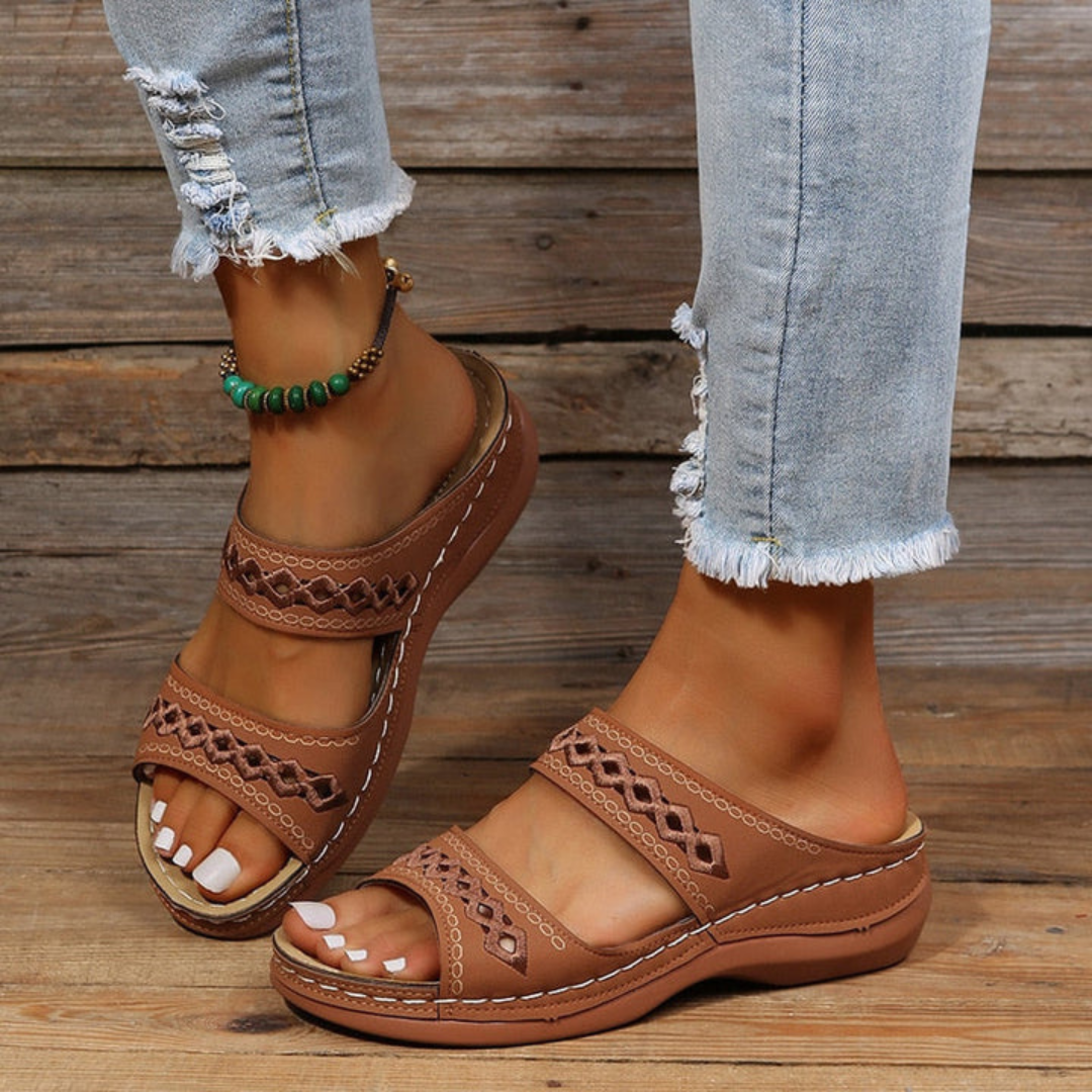 Double-Strap Open Toe Sandals with Ergonomic Sole | Bella