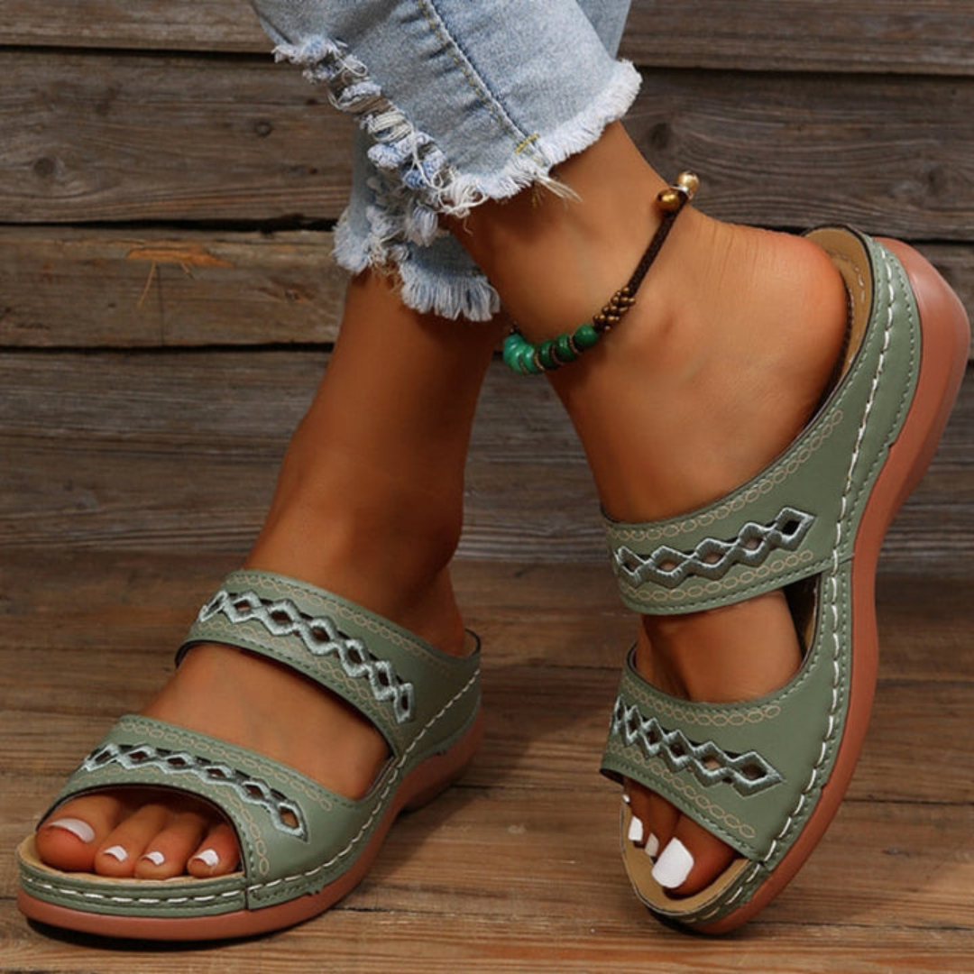 Double-Strap Open Toe Sandals with Ergonomic Sole | Bella