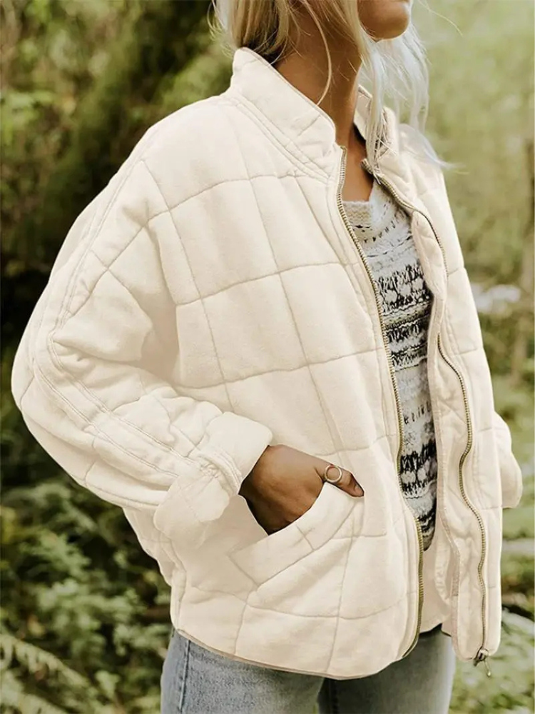 Women’s Quilted Oversized Bomber Zipper Jacket