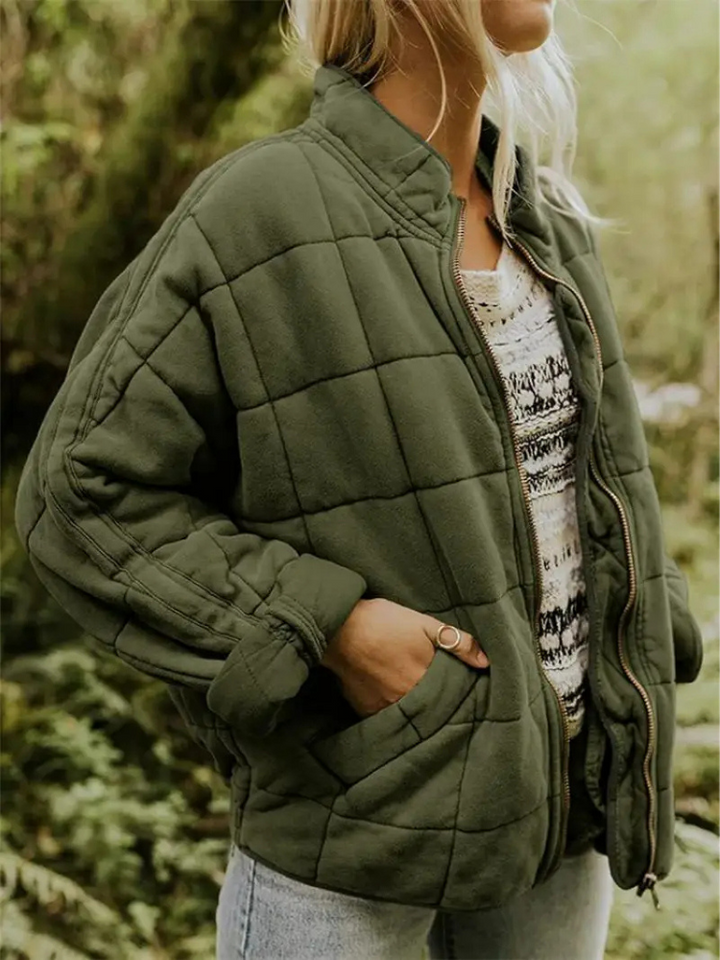 Women’s Quilted Oversized Bomber Zipper Jacket