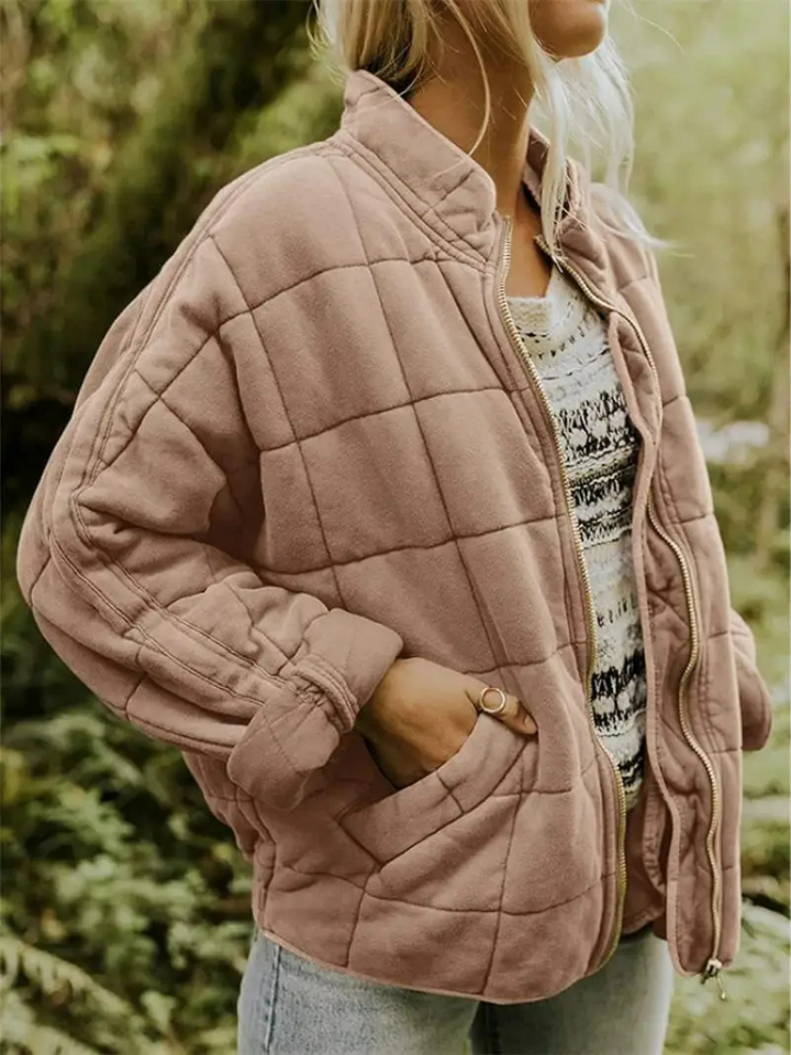 Women’s Quilted Oversized Bomber Zipper Jacket