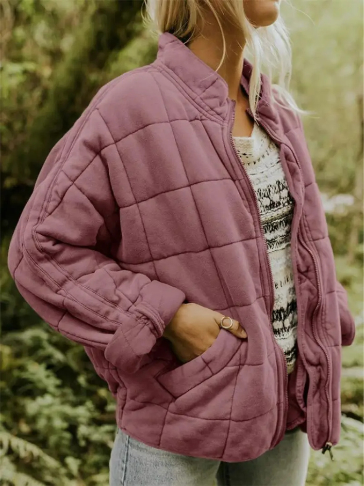 Women’s Quilted Oversized Bomber Zipper Jacket