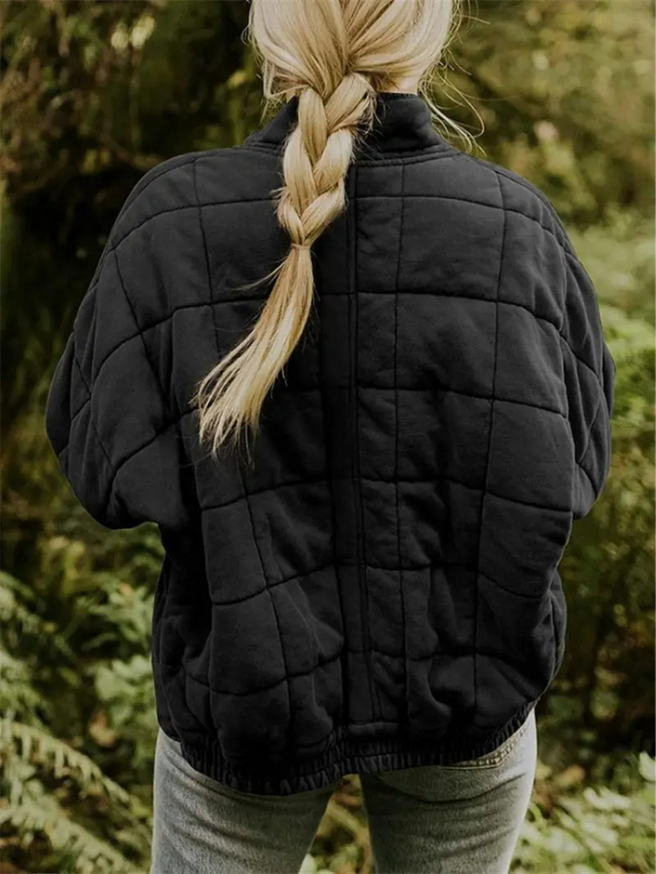 Women’s Quilted Oversized Bomber Zipper Jacket