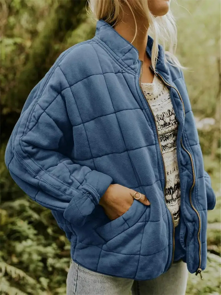 Women’s Quilted Oversized Bomber Zipper Jacket