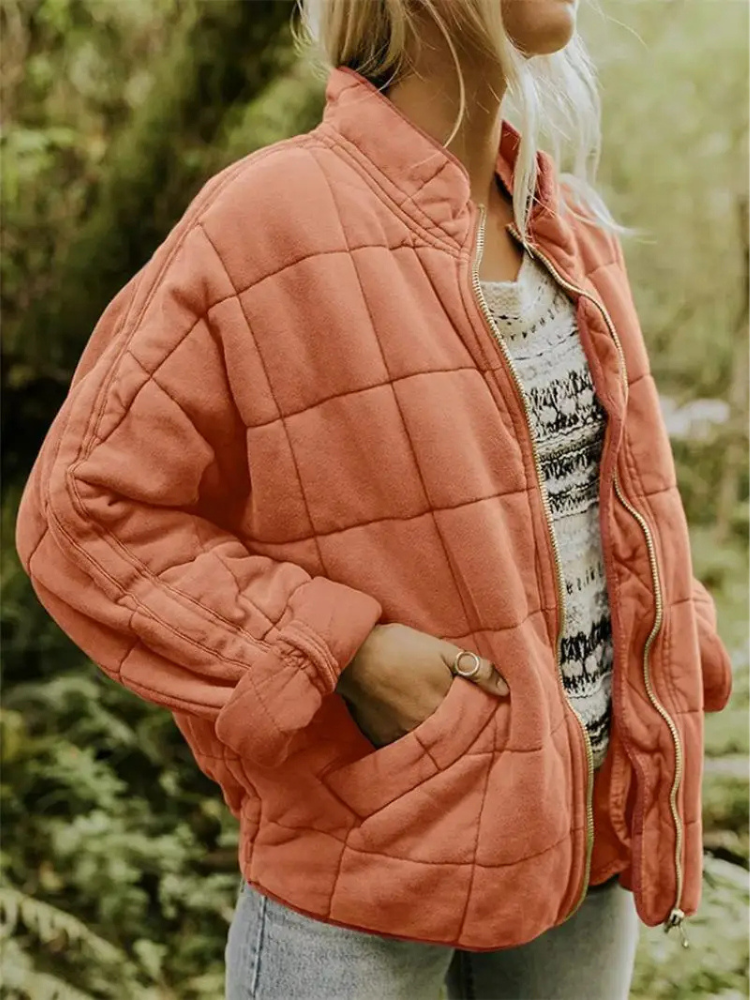 Women’s Quilted Oversized Bomber Zipper Jacket