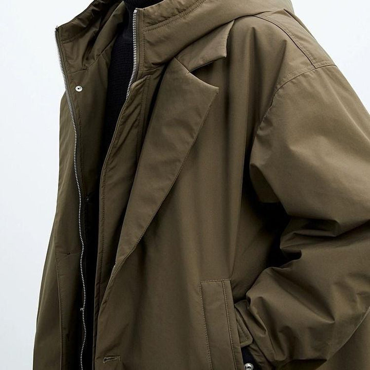 Men’s Oversized Hooded Longline Puffer Trench Coat