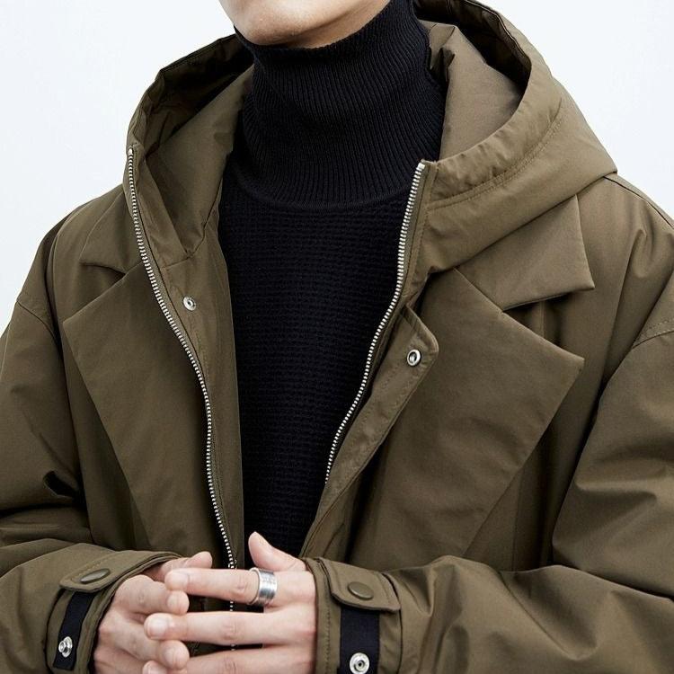 Men’s Oversized Hooded Longline Puffer Trench Coat