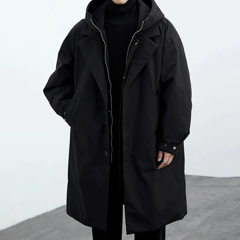 Men’s Oversized Hooded Longline Puffer Trench Coat