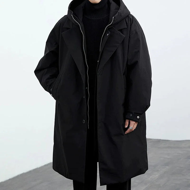 Men’s Oversized Hooded Longline Puffer Trench Coat