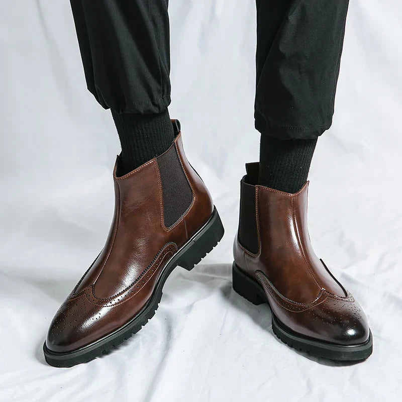 Men’s Brogue Wingtip Chelsea Ankle Boots