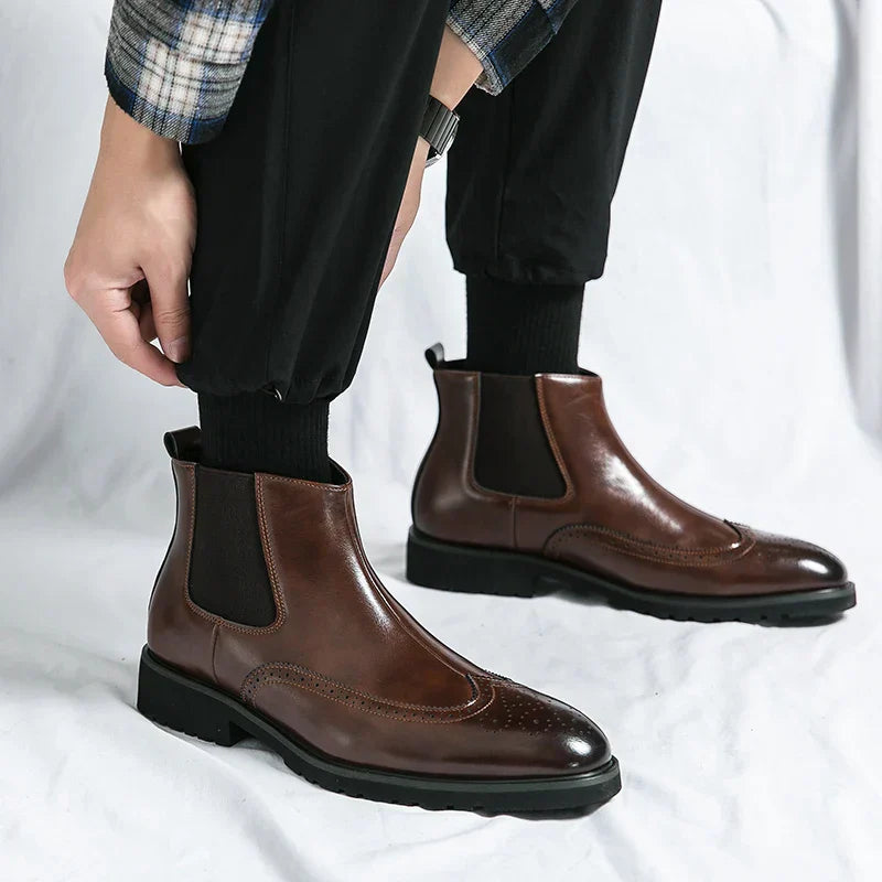 Men’s Brogue Wingtip Chelsea Ankle Boots