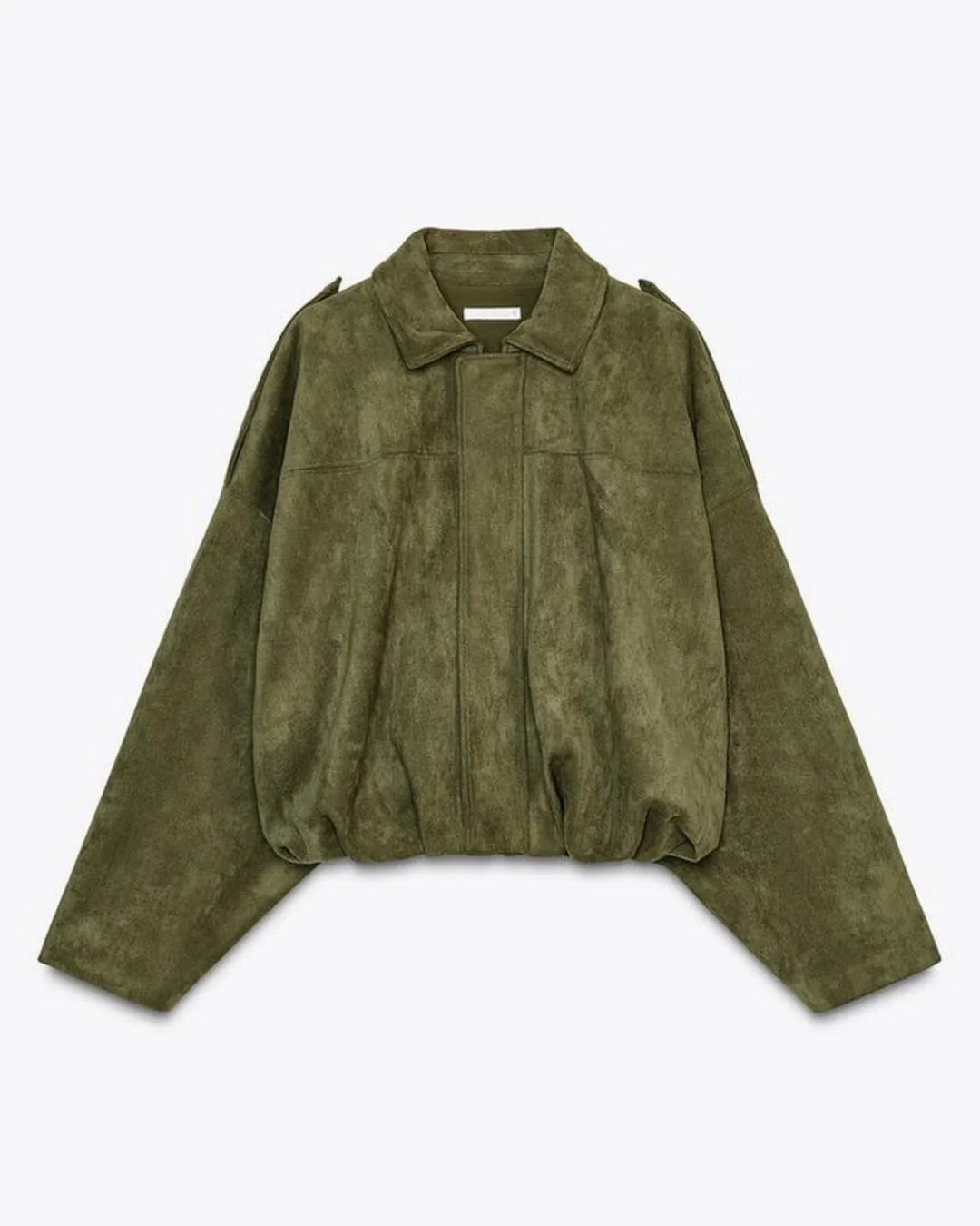 Women’s Faux Suede Oversized Bomber Zipper Jacket