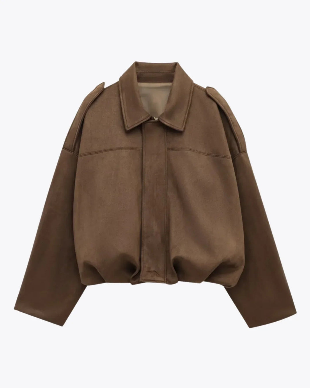 Women’s Faux Suede Oversized Bomber Zipper Jacket