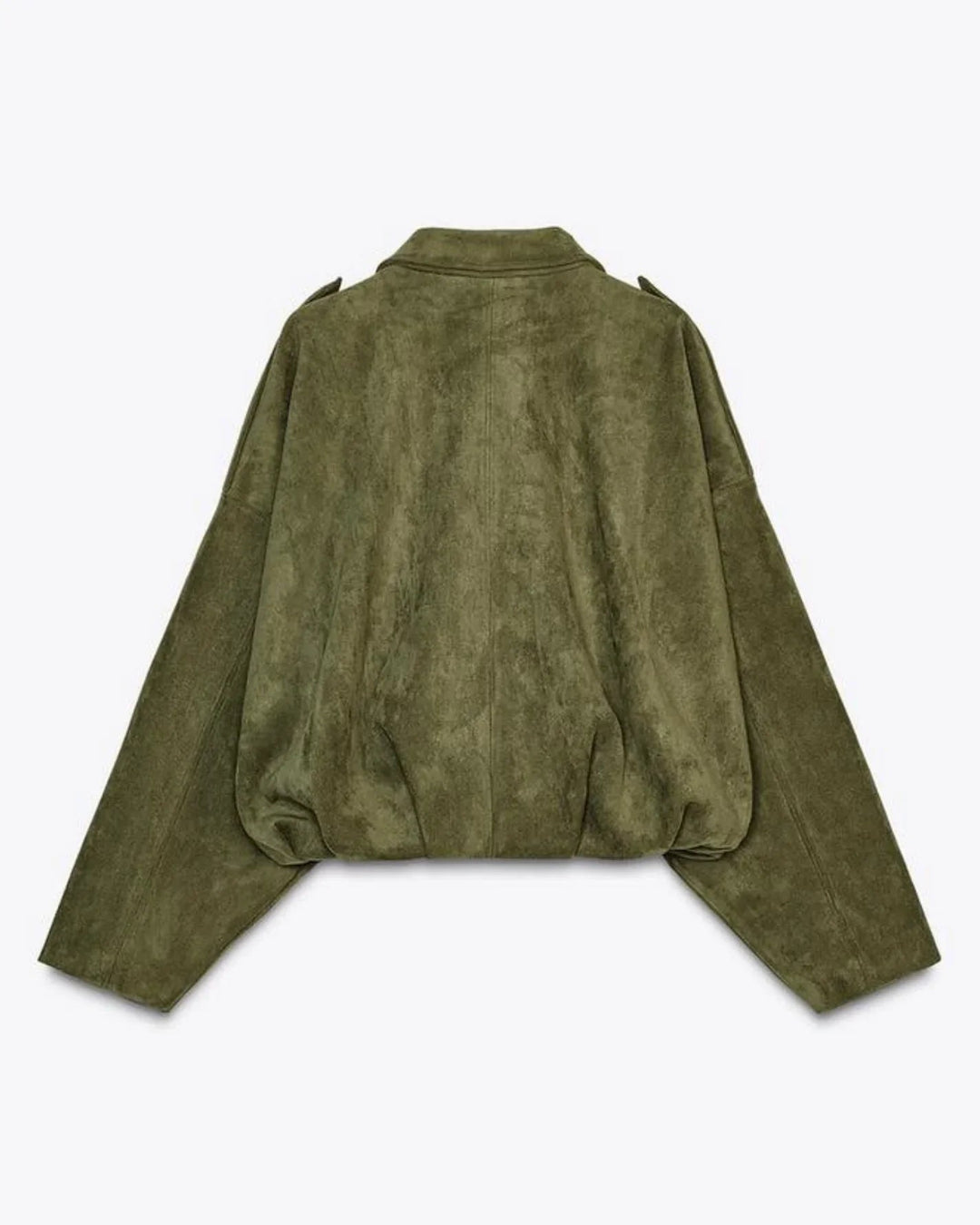Women’s Faux Suede Oversized Bomber Zipper Jacket