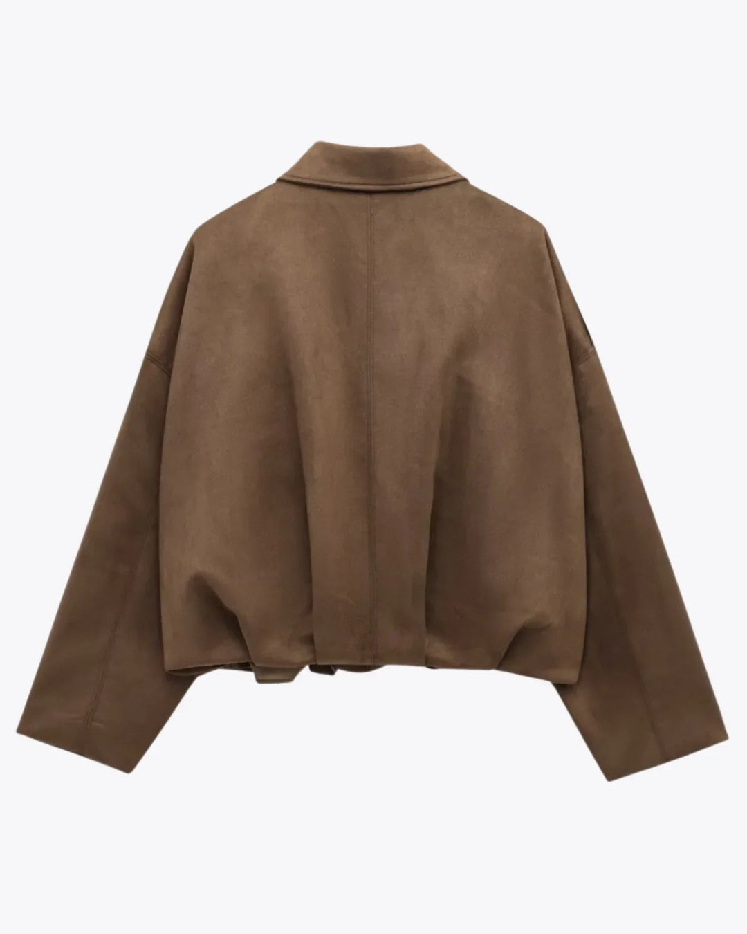 Women’s Faux Suede Oversized Bomber Zipper Jacket