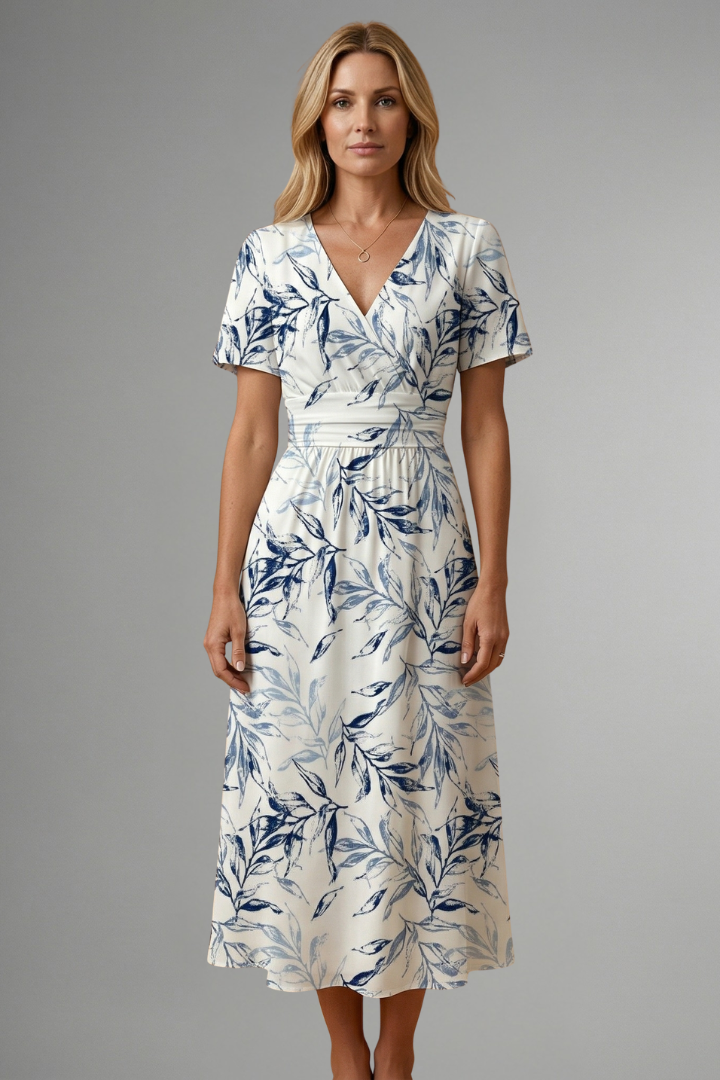 Floral Print A-Line Midi Dress for Summer | Amelia