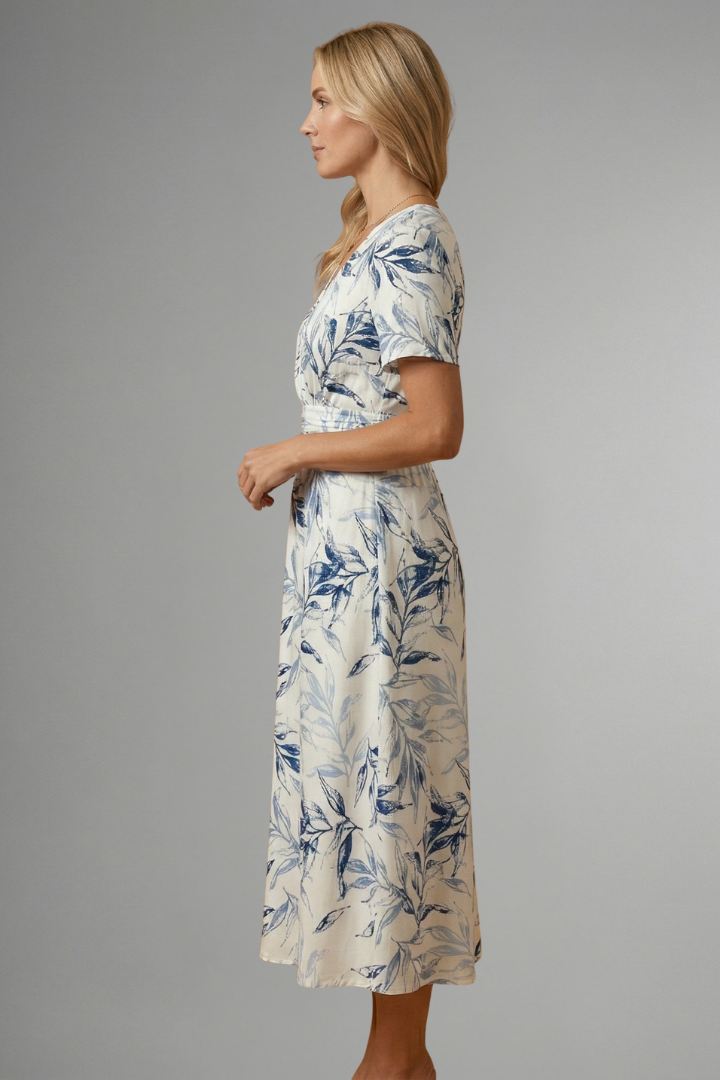 Floral Print A-Line Midi Dress for Summer | Amelia