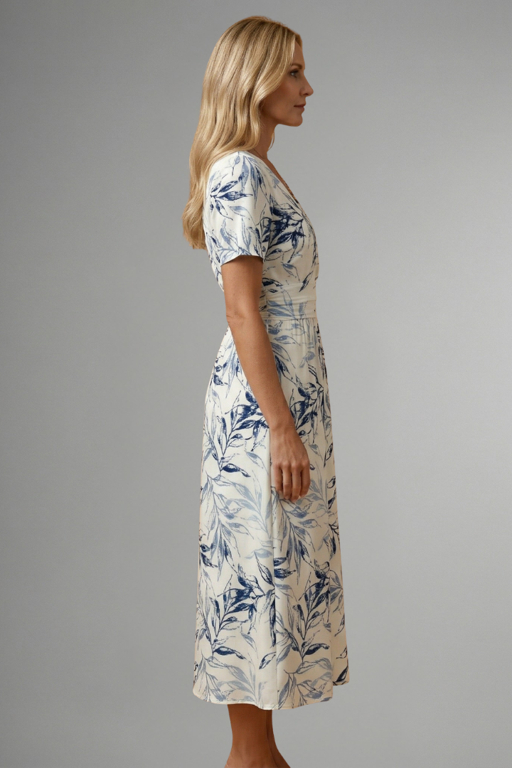 Floral Print A-Line Midi Dress for Summer | Amelia