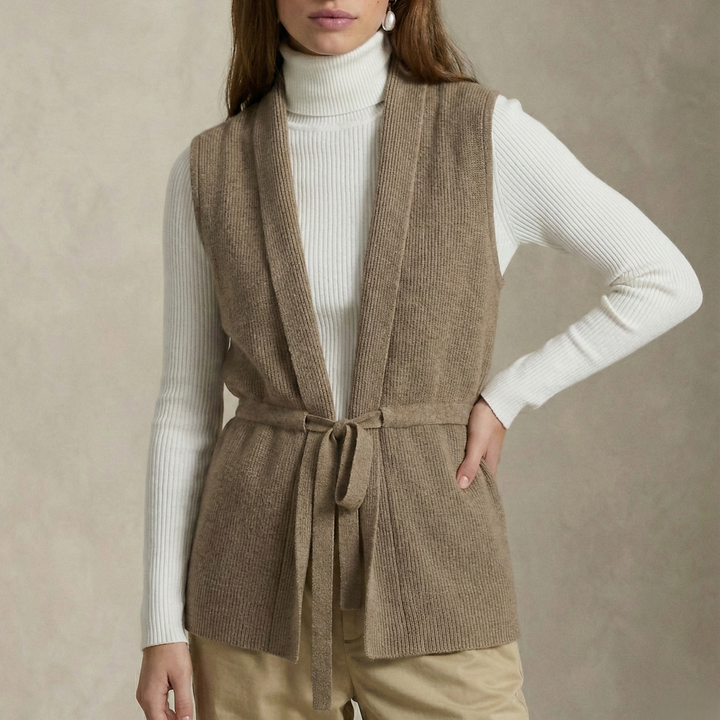 Women's Belted Ribbed Knit Vest