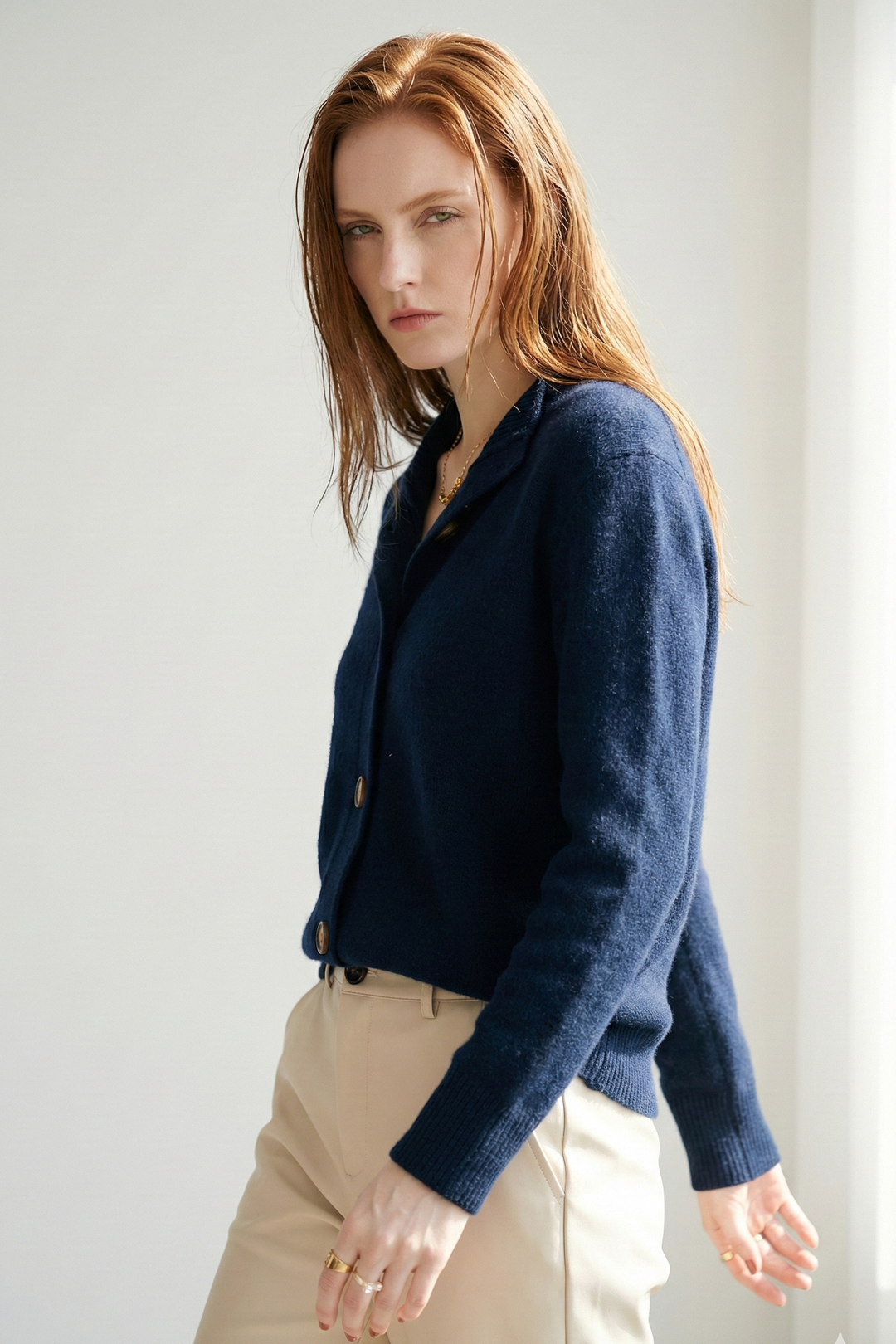 Women’s Button-Front Wool Cardigan