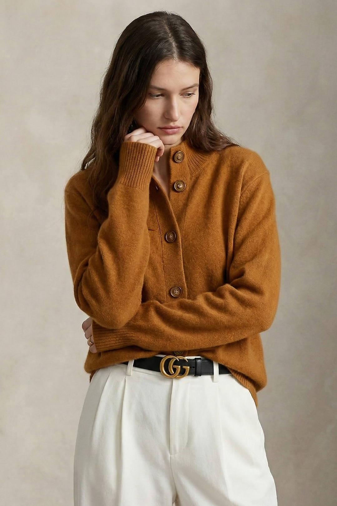 Women’s Button-Front Wool Cardigan