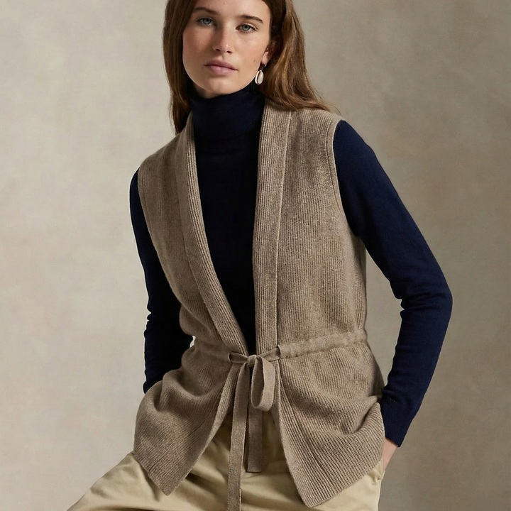 Women's Belted Ribbed Knit Vest