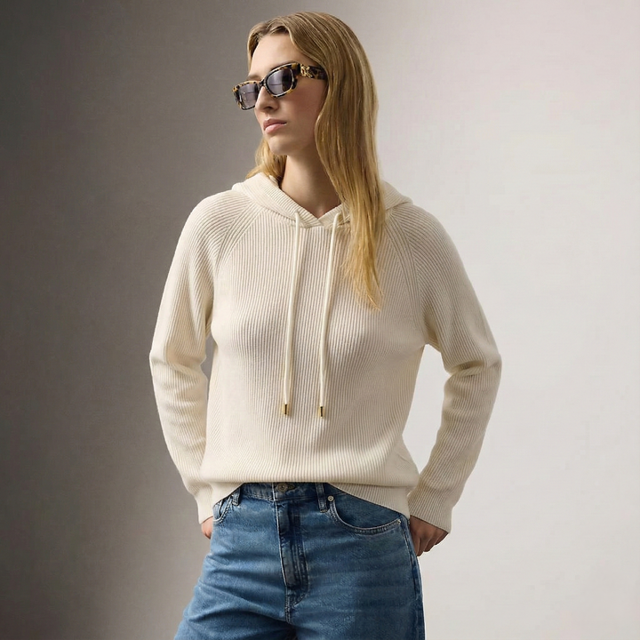 Women’s Ribbed Knit Hooded Jumper