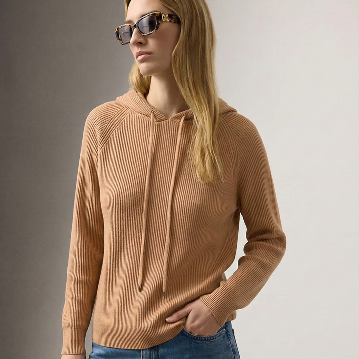 Women’s Ribbed Knit Hooded Jumper