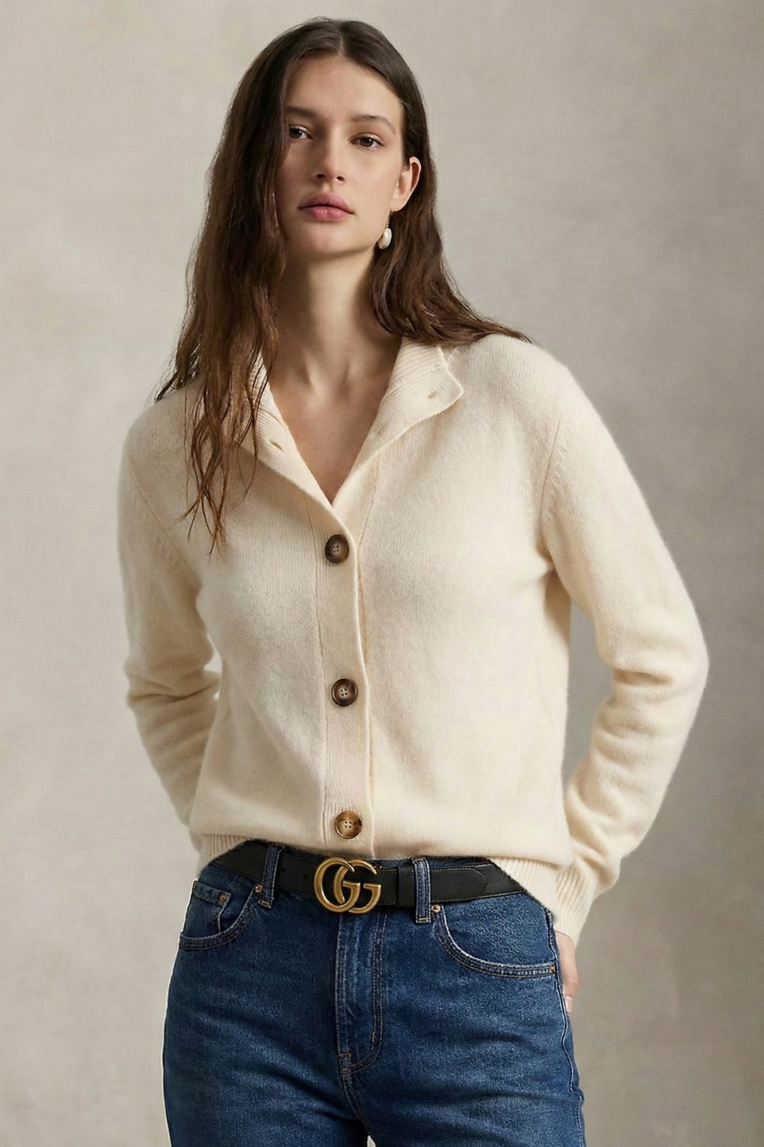 Women’s Button-Front Wool Cardigan