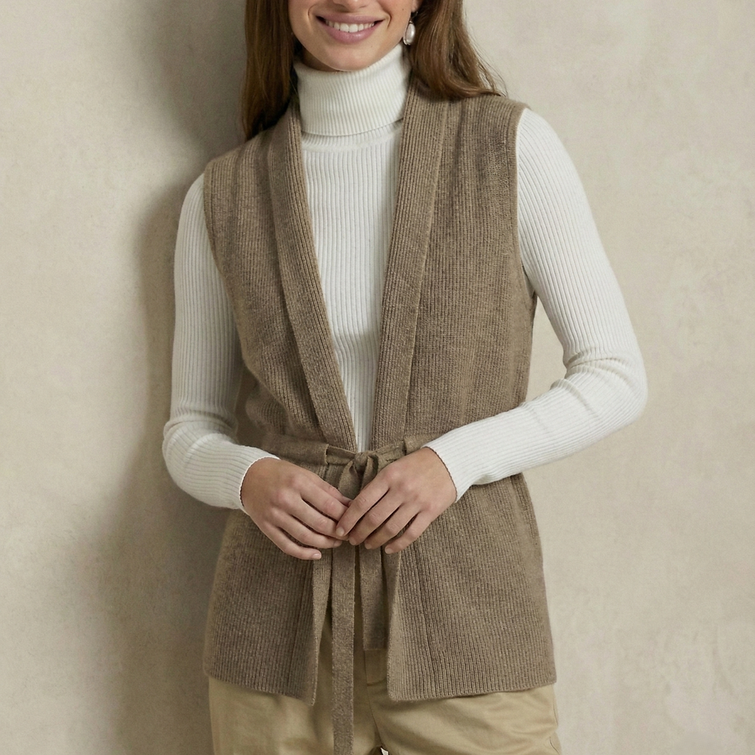 Women's Belted Ribbed Knit Vest