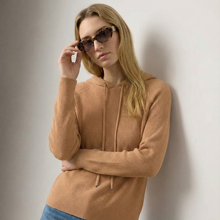 Women’s Ribbed Knit Hooded Jumper