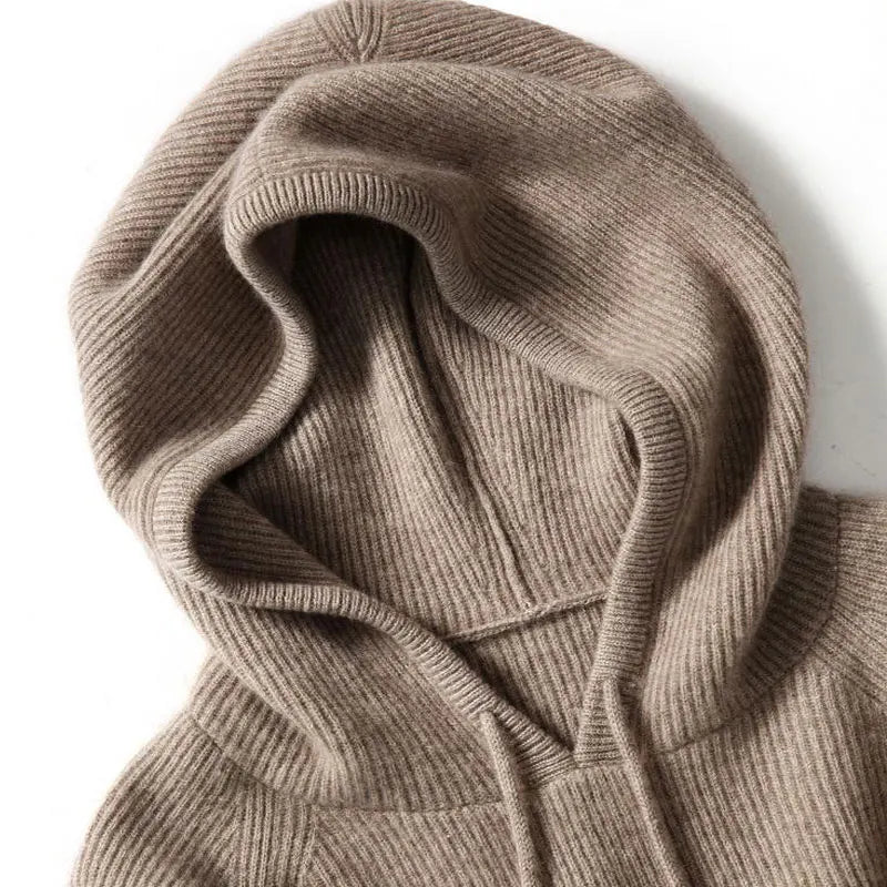 Women’s Ribbed Knit Hooded Jumper