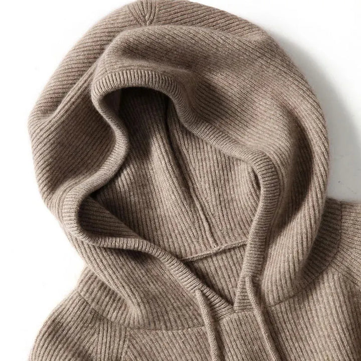 Women’s Ribbed Knit Hooded Jumper