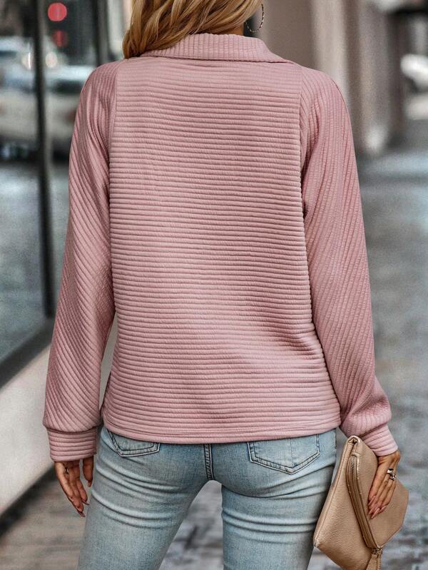 Women’s Ribbed Quarter Zip Pullover Jumper