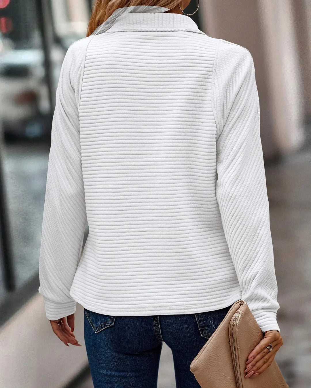 Women’s Ribbed Quarter Zip Pullover Jumper